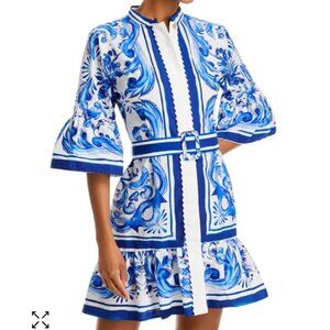 NWT Farm Rio Garden Tiles Bell Sleeve Belted Mini Dress sz XL Sold Out